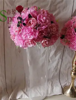 SPR розово-Безплатна доставка10 бр./лот сватбена пътят полето за изкуствен цветна топка сватбена маса цветя централно бижу цвете монтаж на стена за украса