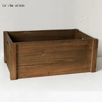 правоъгълен старият кафяв сарайный изтъркан дървен луксозна дървена кутия с вырезанной дръжка
