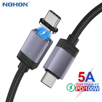 NOHON PD 100 W Магнитен Кабел QC 4,0 Бързо Зарядно Устройство, USB Type C C ДО Кабел За MacBook Samsung AFC SCP кабел за зареждане Кабел Кабо