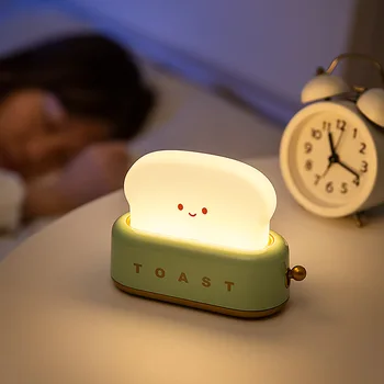 Led нощна светлина Креативна Хлебопечка Настолна Лампа USB Зареждане Потъмняване на Детска Спална Лампа Нощно Шкафче За Спалня Декор Детски Подарък
