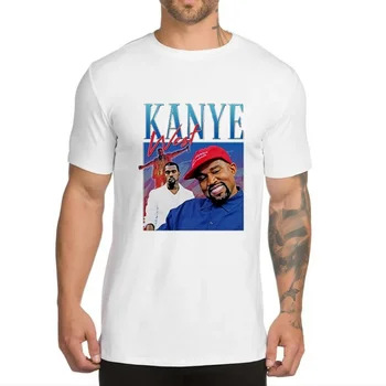 Лятна Мода Нова Риза в стил хип-Хоп Kanye West 90's, Ретро Графичен Топ с Къс Ръкав, Памучни Тениски Оверсайз, Градинска мъжки Дрехи