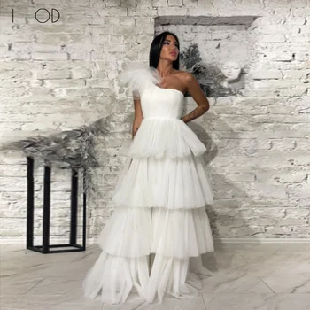 I OD Богемное Сватбена рокля с едно рамо, Секси, с отворен гръб, Дантелени Апликации на Цветя с ръчно изработени, Тюлевые Сватбени рокли, Robe De Mariee 2023