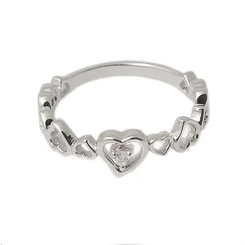 Beadsnice ID28254 продажба на едро на дамски пръстен със сърца прекрасно модерно сребърен пръстен проба 925 с диаманти и ставите на пръстите за нея
