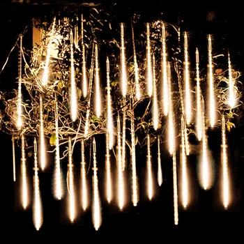 Led Светлини Метеоритного Дъжд Външния Декор на Градина Капки Дъжд Падат Страхотна Струнни Светлини за Коледното Парти на Празничното Осветление 2023